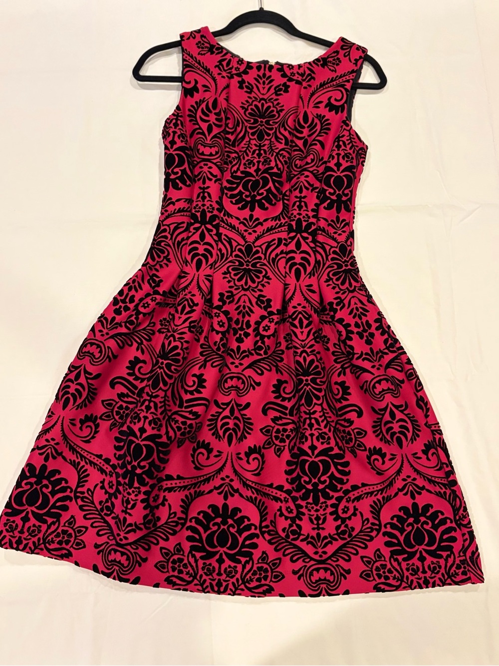 Gabby Skye Pink and Black Fit-and-Flare Dress